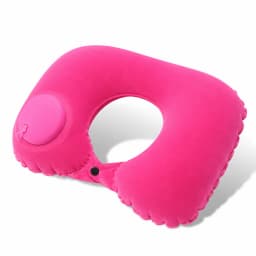 Portable Self Inflating Travel Neck Pillow Ergonomic U Shaped Air Cushion Soft Skin-Friendly Velvet Pillow for Flight Road Trip