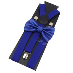 Adjustable Elastic Leather Suspenders Bowtie Set Men Women Baby Blue Braces Straps For Wedding Y-Back Shirt Accessories Gift