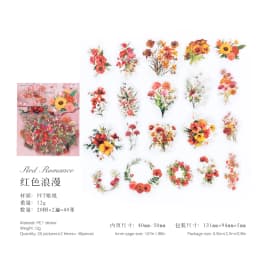 40 Pcs Fresh Flower PET Sticker Pack Aesthetic Hand Accounting Transparent Decoration Scrapbooking Stationery Supplies for Kids