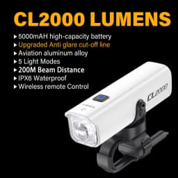 TOWILD CL2000 Bicycle Light With Cut-off Line Beam 2000LM Rechargeable 5000mAh Led Bike Front Lights IPX6 MTB Cycling Headlights