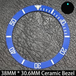 Sloping 38mm * 30.6mm Ceramic/Aluminum Blue Luminous Bezel GMT and Diving Watch Insert Fit for 40mm Watch Case Replacement Watch