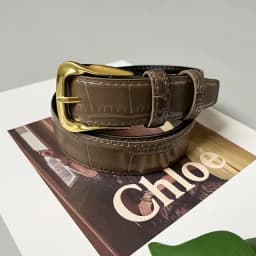 Cowhide Gold-Plated Buckle Belt Original Retro Classic Embossed Ladies Crocodile Belt Versatile Genuine Leather Trend 2.8cm Widt