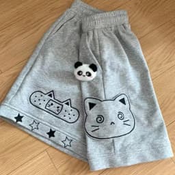 Summer Shorts for Women Cartoon Patchwork Elastic Waist Wide Leg Pants Japanese Casual Pantalones Cortos De Mujer 2026 Bottoms
