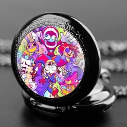 The Amazing Digital Circus Dome Quartz Pocket Watch Vintage Men Women Necklace Pendant Creative Clock Gifts Reloj De Bolsillo