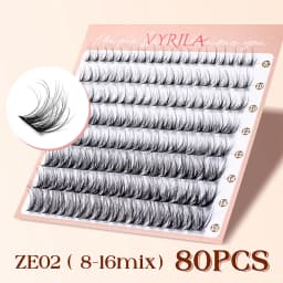 VYRILA Lashes Cluster D Curl DIY Lash Extension 3D Wispy Individual Lashes D Curl Eyelash Clusters 8-16mm Individual Lashes