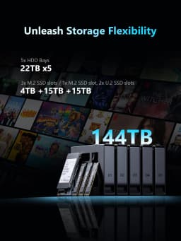 MINISFORUM N5 Pro AI NAS Server AMD Ryzen AI 9 HX PRO 370 12-Core 80 TOPS 10GbE + 5GbE Dual LAN OCuLink PCIe X16 USB4 5-Bay Storage