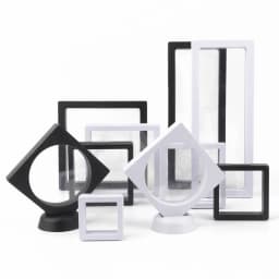 PE Film Jewelry Storage Box 3D Packaging Case Gemstone Free Stand Floating Frame Membrane Ring Earrings Necklace Display Holder