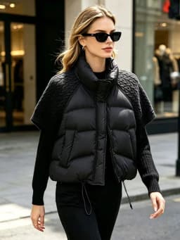 Janveny 2026 New Winter Turtleneck White Duck Down Vest Women Patchwork Knitted Warm Drawstring Short Soft Puffer Down Waistcoat
