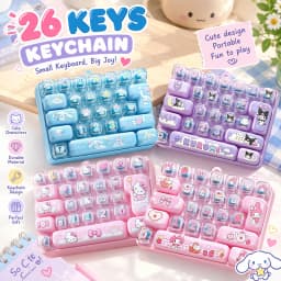 키캡 클릭커 26-key Keycap Clicker Keychain Keyboard Key Caps Keychains for Bag Charms Cartoon Anti-stress Keycaps Pendant Xmas Gifts
