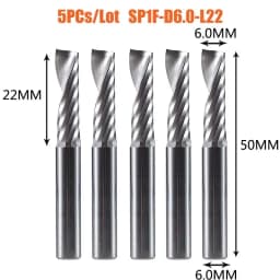 Dreanique 5pc/lot Single Flute Spiral End Mill CNC 3D Advertisement Engraving 1 Flute Bit for wood Acrylic Aluminum Plastics Cut