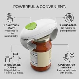 Electric Jar Opener Automatic Hands-Free Glass Lid Opener Kitchen Gadget for Arthritis and Weak Hands