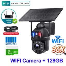 SHIWOJIA 36X ZOOM 12MP 4G SIM Solar Camera Outdoor 360° Wireless WIFI Battery Security Cameras with Solar Panel PIR Night Vision