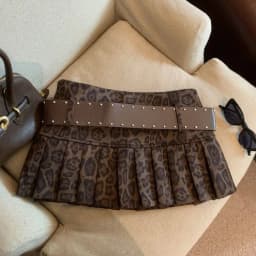 Sexy Leopard Print High Waist Anti-light Pleated Skirt Y2k Spice Girl Short Skirt