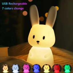 HPH LED Night Light Cute Whale Cartoon Silicone Table Lamp Children Touch Sensor RGB Ambient Light for Bedroom Christmas Gift