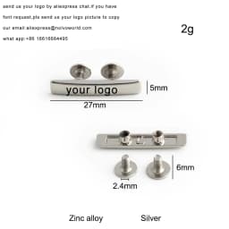 50/100PCS 39x10mm Rectangle Metal Labels With Screws For Handmade Logo Bags Purse Customize Brand DIY Sewing Tag Accessories