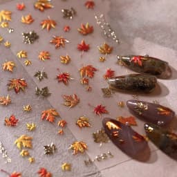 5D Embossed Jelly Maple Leaf Nail Art Sticker Gold Red Autumn Maple Leaves Nail Decals Self-Adhesive Fall Leaf Nail Art Sliders