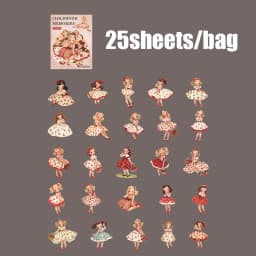 30 Sheets Vintage Cute Character Stickers for Handmade DIY Scrapbooking Guitar Phone Case Notebook Decoration Art Craft