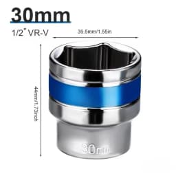 1/2Inch Blue Drive Short Hex Sockets for Nut Removal 8-32mm Socket Spanner, CR-V Steel Socket Set For 1/2 Socket Set