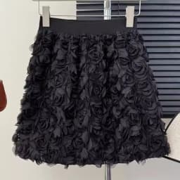 Solid Color Three-dimensional Rose Blossoms Short Skirts Women 2025 Sweet High Waist Elegant Skirt