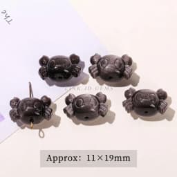 1 Pc Natural Stone Gold Silver Obsidian Carved Bead Cat Paw Pixiu Animals Cute Bead With Hole For Jewelry Making Diy Necklace
