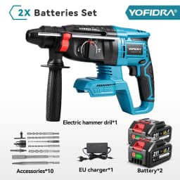 YOFIDRA 26MM Brushless Electric Hammer Drill Multifunctional Rotary Cordless Rechargeable Power Tools For Makita 21V Battery Pin