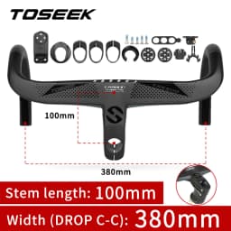 TOSEEK Bicycle Handlebar Drop Bar T800 Road Carbon Handlebar Integrated Road Handlebar Bent Bar Internal Cable Routing Bike Par