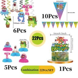 My Singing Monsters Cartoon Animation Theme Cake Flag Swirls Straw Happy Birthday Party Decor Favor Decoration Suplies