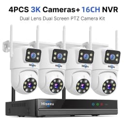 Hiseeu 10CH NVR Dual Lens Wireless CCTV Surveillance Kit Human Detection Night Vision P2P 3K 6MP IP Cameras Security System