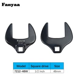 Fanyaa Open End Interchangeable Torque Head, Individual Crowfoot Wrench, Square Drive 1/2", Full Polish 36-48mm Made In Taiwan