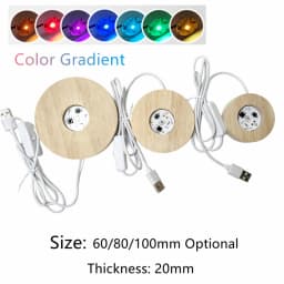 Dimmable Wooden USB Switch Desktop Decorative Lights Colorful Gradient Remote Control Light Base Display Light Support Ornament