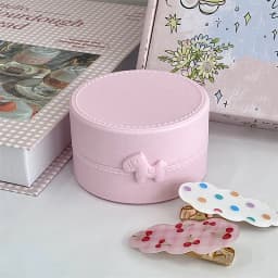 Cute Cartoon Bow Pony Round Ring Earrings Box Luxury Dustproof Hair Accessories Packaging Display Box Portable Storage Box