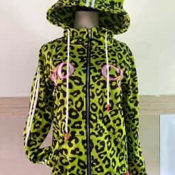 Yellow Leopard Print Devil Horn Hoodie Zipper Jacket Men Women Casual Comfortable Long Sleeve Sweatshirt European Style