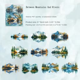 10Pcs landscape Stickers pack materials Supplies account water for Mountain decoration River manual base Scrapbook cut 125*106mm