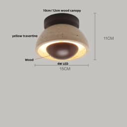 IWHD Wood Canopy LED Ceiling Light Fixture Nordic Modern Simple Ellipse Natural Yellow Travertine Ceiling Lamp Lamparas De Techo