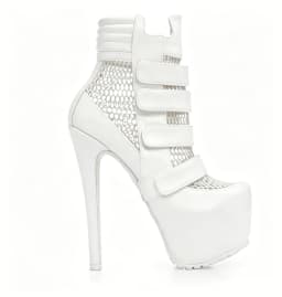 Platform Net Shinback Leather Ankle Boots Sexy Pointed Toe Thin Heel Hook New Arrival Autumm/Winter Modern Boots