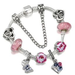 2024 Trendy Silver Cokor Love Key Charm Bracelet With Murano Glass Beads Bracelets For Women Wife Jewelry Pulseras Dropshipping