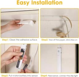 Led Strip Night Light With Motion Sensor Battery Powered Kitchen Cabinet Lamp Waterproof LED For Corridor Stair Lighting