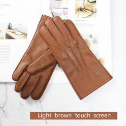 Women's Deer Skin Touch Screen Genuine Leather Gloves With Wool Lining For Autumn and Winter Warmth Motorcycle Riding Gloves