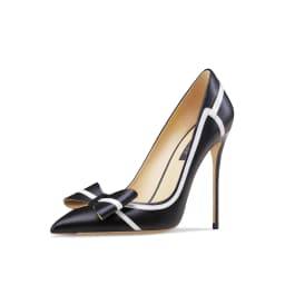 Genuine Leather Beige Bow Pumps 2025 New Pointed Toe Shallow Mouth Stiletto High Heels Fashion Sexy Party Shoes For Women