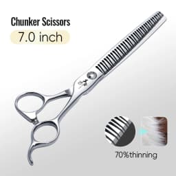 Fenice 7.0 Inch VG10 Steel 3D Gradient Traceless Teeth Pet Curved/Straight Chunker Scissors Bearing Screws Pet Grooming Shears