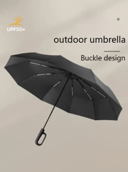 Fully Automatic Umbrella for Men And Women with Ring Buckle Design Large Rib Strong Sunshade Double Umbrella Folding Compact