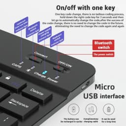 KEBIDUMEI Bluetooth Mini Keyboard 10 inch Backlit Ultrathin Keyboard Rechargeable Mute Click Office Keypad Computer Accessories