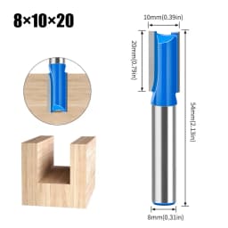 Slotting Straight Router Bit Set 8mm Shank Double-edged Carpenter Milling Cutter for Wood 6-20mm Cutting Dia Woodworking Tools