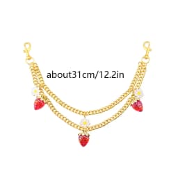 DIY Zinc Alloy Bag Hanging Chain with Cherry Pendant Detachable Shoulder Bag Carrying Chain Handbag Extension Chain for Woman