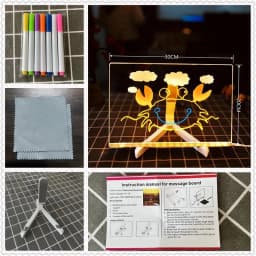 Acrylic Clear Light Up Drawing Board Glow Memo LED Rewritable Message Board Kids DIY Toys with 7 Color Markers Pen and Stand