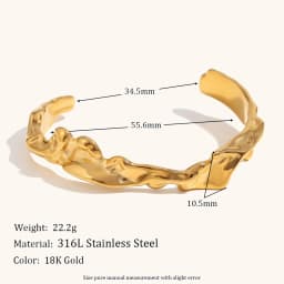 La. Muses Irregular Wrinkle Open Stainless Steel Women's Bracelet Waterproof Allergy Resistant Women's Jewelry Gift 2024 Fashion