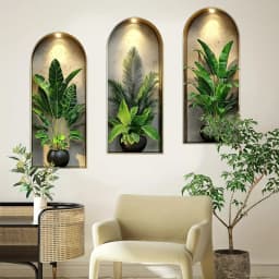 2D Watercolor Plant Wall Stickers - Realistic Potted Plants Decor, Self-Adhesive Vine Leaves For Living Room Bedroom Wall Decor