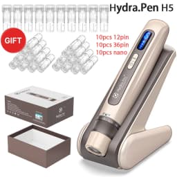 H5 Hydra Pen Derma Microneedle Pen 4-Pole EMS Microcurrent Mesotherapy - With 30 Pcs Automatic Serum Needles Gifts