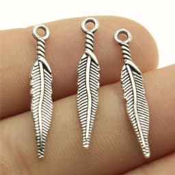 40pcs Antique Bronze Silver Color Pendants DIY Crafts Making Findings Handmade Jewelry Small Feather Charms For Jewelry Making