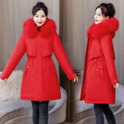 plus Size Loose Parka Thiened down Cotton Jaet Women's Mid-Length Korean Sle New Waist-Cinching 200 Pou Fat MM Cotto...